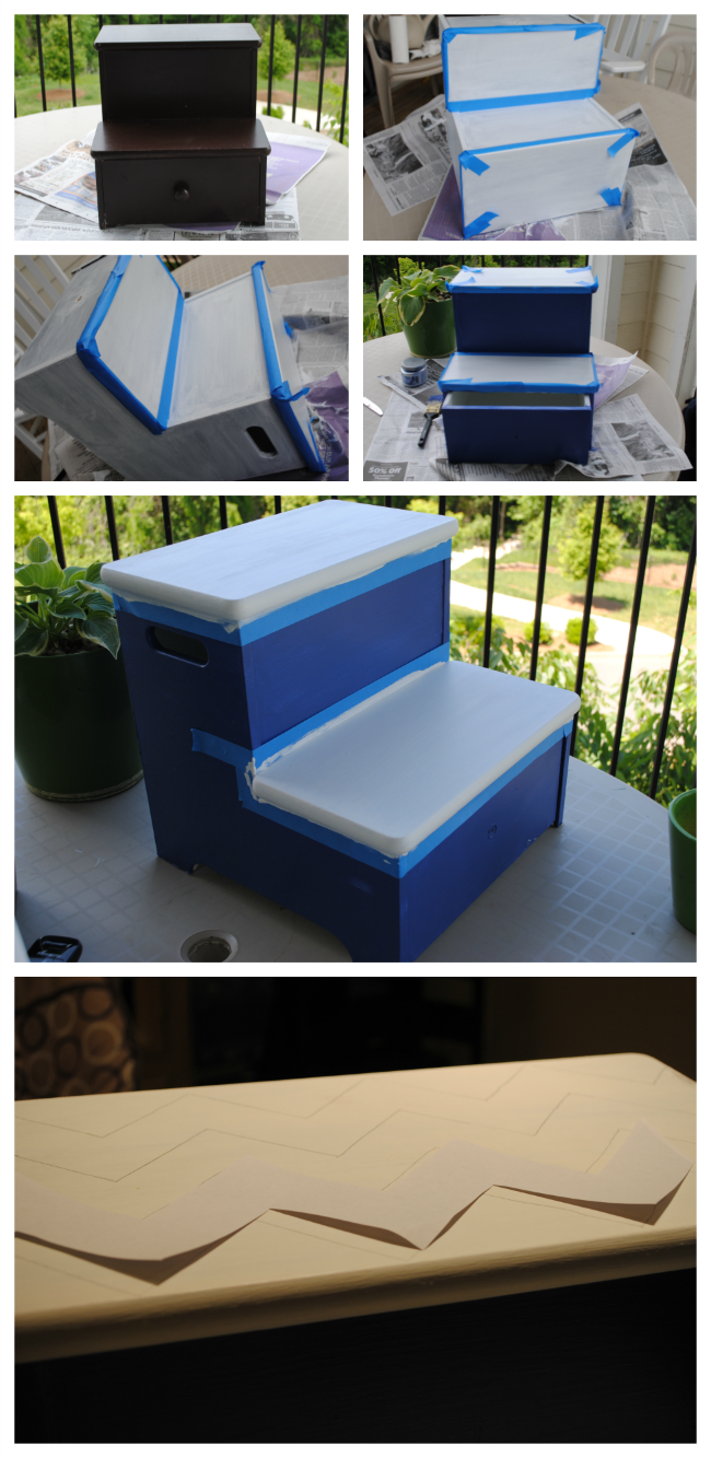 boy's personalized chevron painted step stool