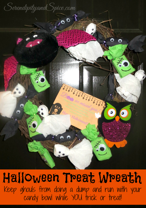 Halloween Treat Wreath 1 DIY Halloween Treat Wreath Tutorial #DGHalloweenHack This is a Sponsored post written by me on behalf of Dollar General for SocialSpark. All opinions are 100% mine.
