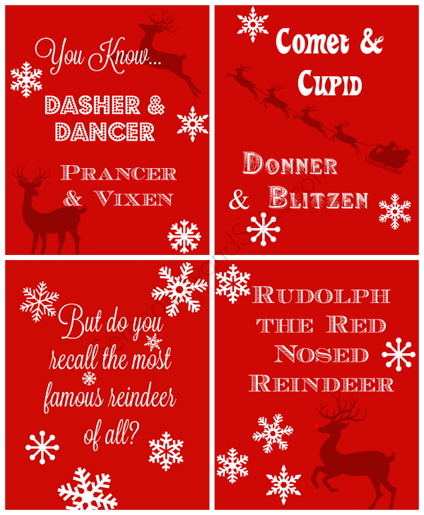 Printable Red-Nosed Reindeer Holiday Gift Tags (Instant Download)