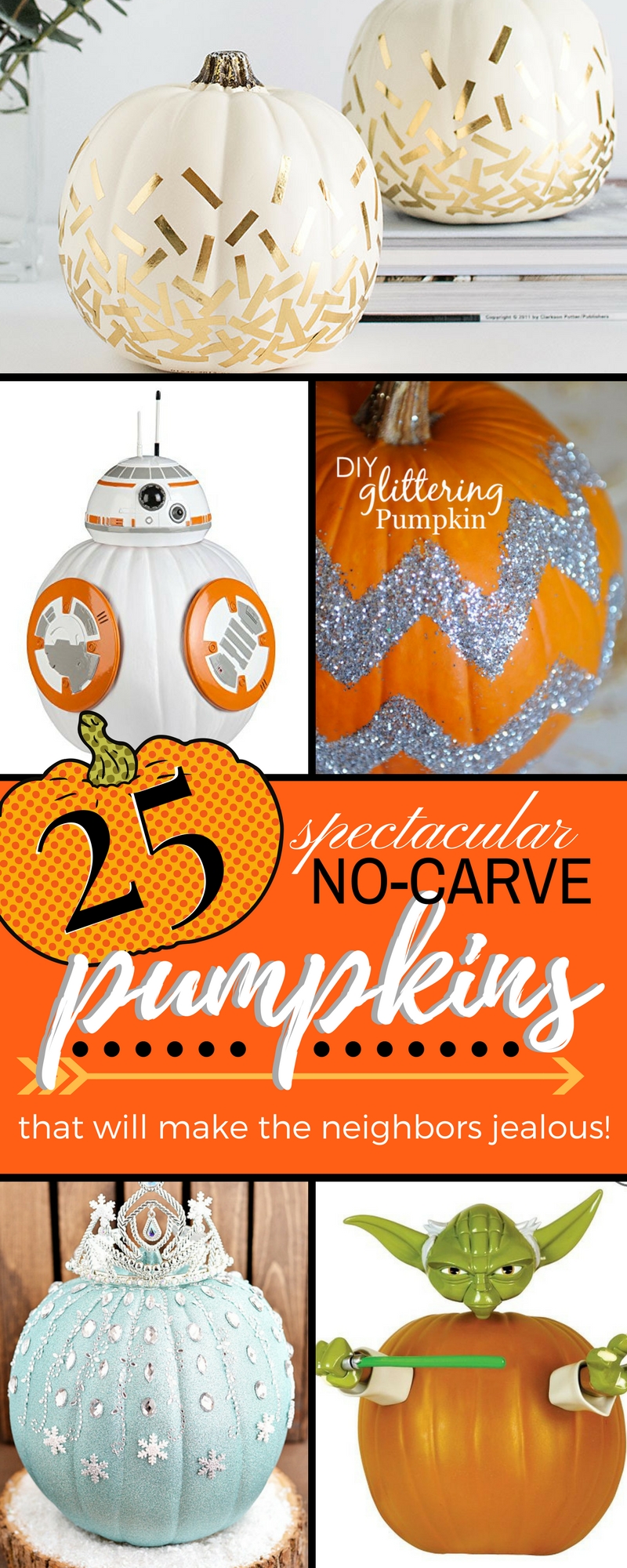 Carving pumpkins for Halloween is an age old tradition...but who is actually good at it? I'm horrible at carving pumpkins so here's 25 fabulous ideas for no-carve pumpkins that are EASY, SPOOKY, and FUN!