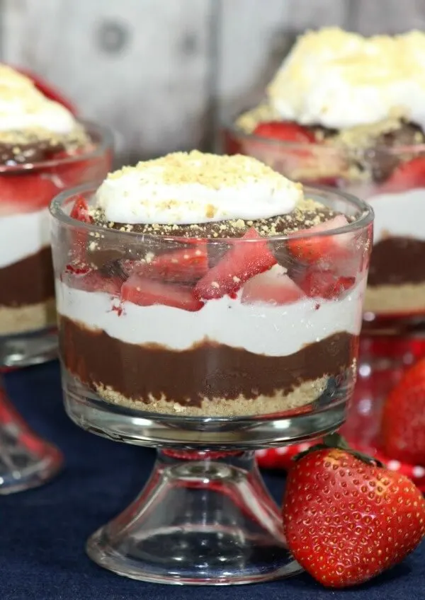 Strawberry S'mores Parfait with Homemade Chocolate Pudding Recipe