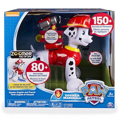 61Z1P2BLMuFL Paw Patrol Zoomer Marshall Review One of the hottest toys for Christmas this year is the Paw Patrol Zoomer Marshall. It made this year's Walmart's Hottest Toys List for 2016. See what all the fuss is about in this Paw Patrol Zoomer Marshall Review.
