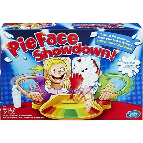 61Gkq9HWPL Pie Face Showdown Game Review One of the hottest toys for Christmas this year is the follow up to the Pie Face game...it's the Pie Face Showdown Game. It made this year’s Walmart’s Hottest Toys List for 2016. See what all the fuss is about in this Pie Face Showdown Game Review.