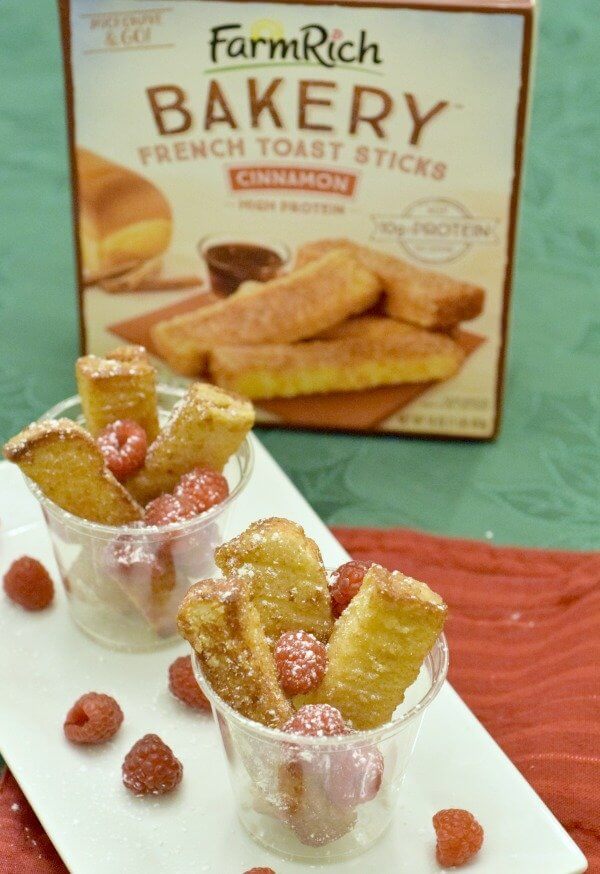 frenchtoast French Toast Sticks with Raspberries This simple on-the-go breakfast of French Toast Sticks with Raspberries is a favorite!  It takes less than 10 minutes to toss together this delicious breakfast as we're running out the door.
