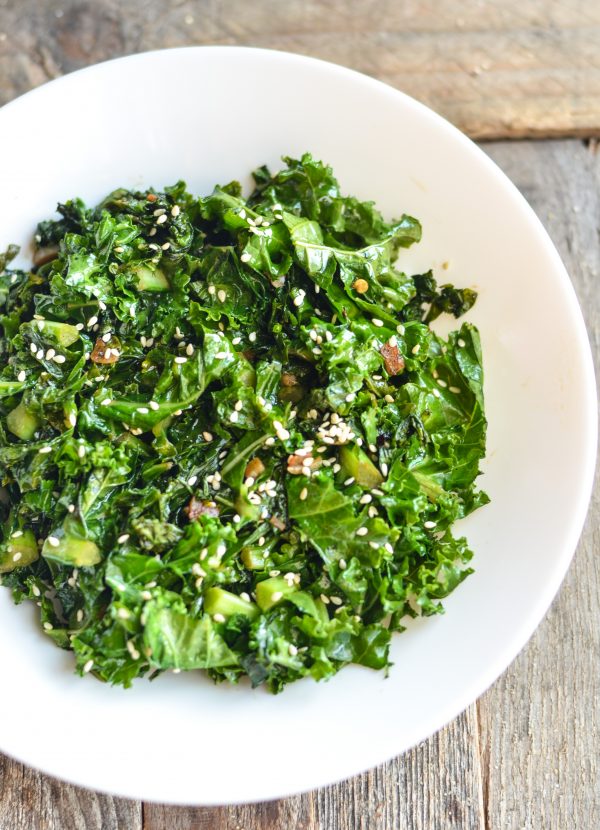 Stir Fried Garlicky Kale with Toasted Sesame Seeds