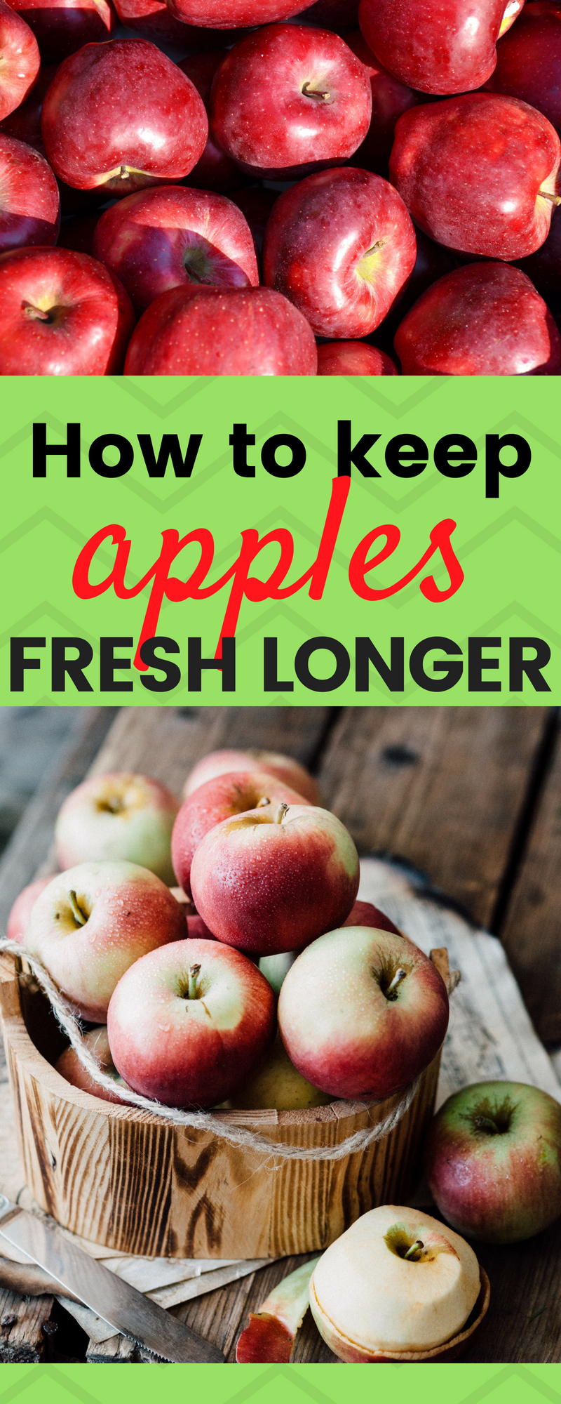 How to keep How to Store Apples to Stay Fresh Longer We love apples but they seem to go bad quickly...especially in summer time.  So, after some research and experimentation, I have learned how to store apples to stay fresh longer. #freshness #apples #homehacks