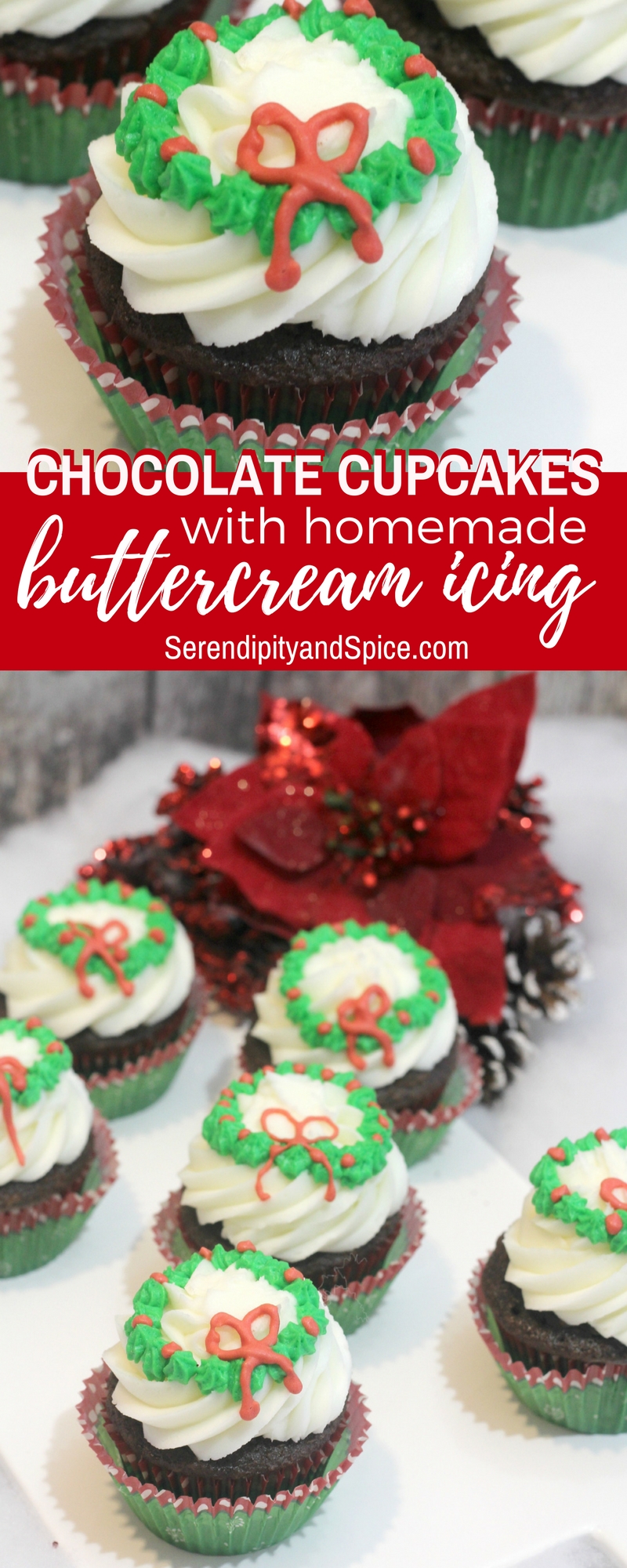 cupcakes Holly Wreath Christmas Cupcakes Recipe These Holly Wreath Christmas Cupcakes are the perfect dessert for your holiday meals!  Make these in the kitchen with the kids!