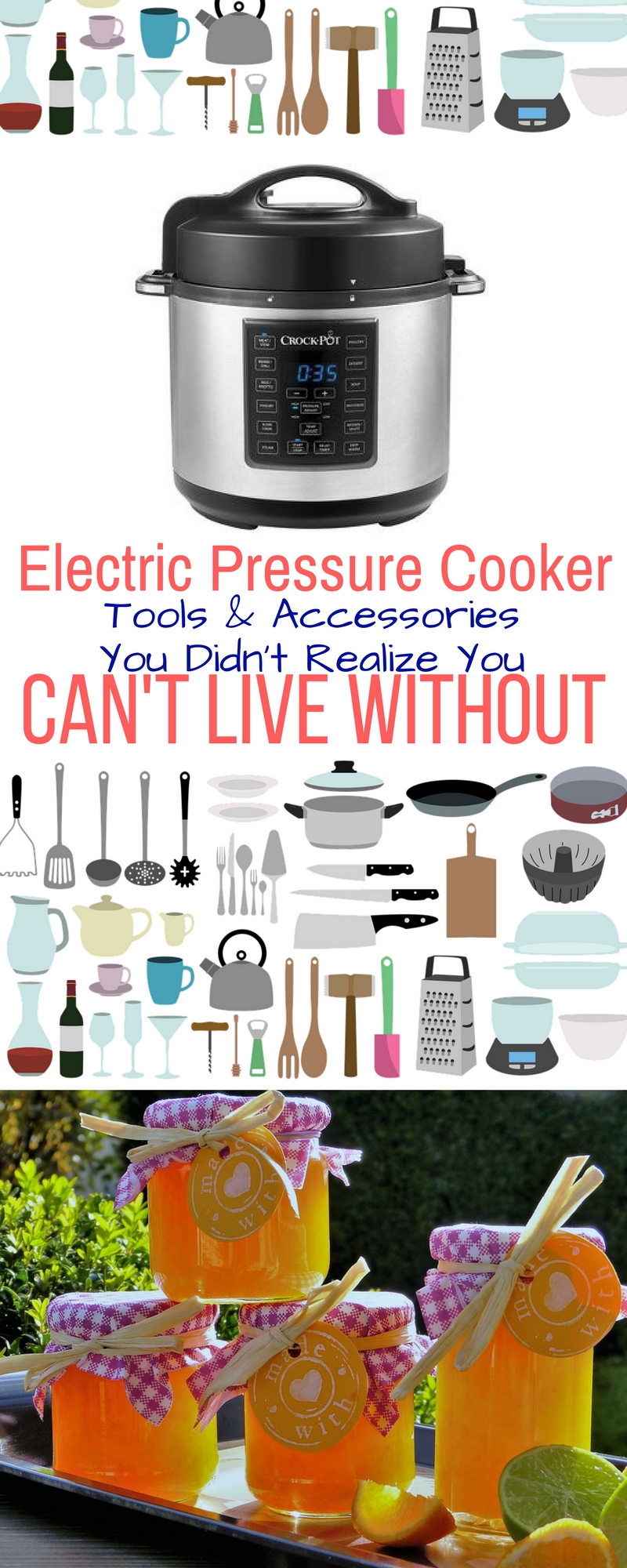 Electric Pressure Cooker Pressure Cooker Tools These electric pressure cooker tools and accessories will help you use your pressure cooker to its fullest! There are all sorts of fun and unusual stuff you can do with your electric pressure cooker.  But, you'll need a few handy tools and accessories to make the most out of your handy little kitchen appliance!