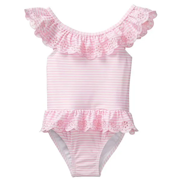 eyelet Most Adorable Toddler Girl Swimsuits These are the most adorable toddler girl swimsuits I have seen this season. If you're planning on taking your toddler to the beach then check out these tips for a happy vacation.  There are super cute girl bathing suits to fit any budget.  This post does contain affiliate links, any purchase you make doesn't cost you anything and helps support this site.