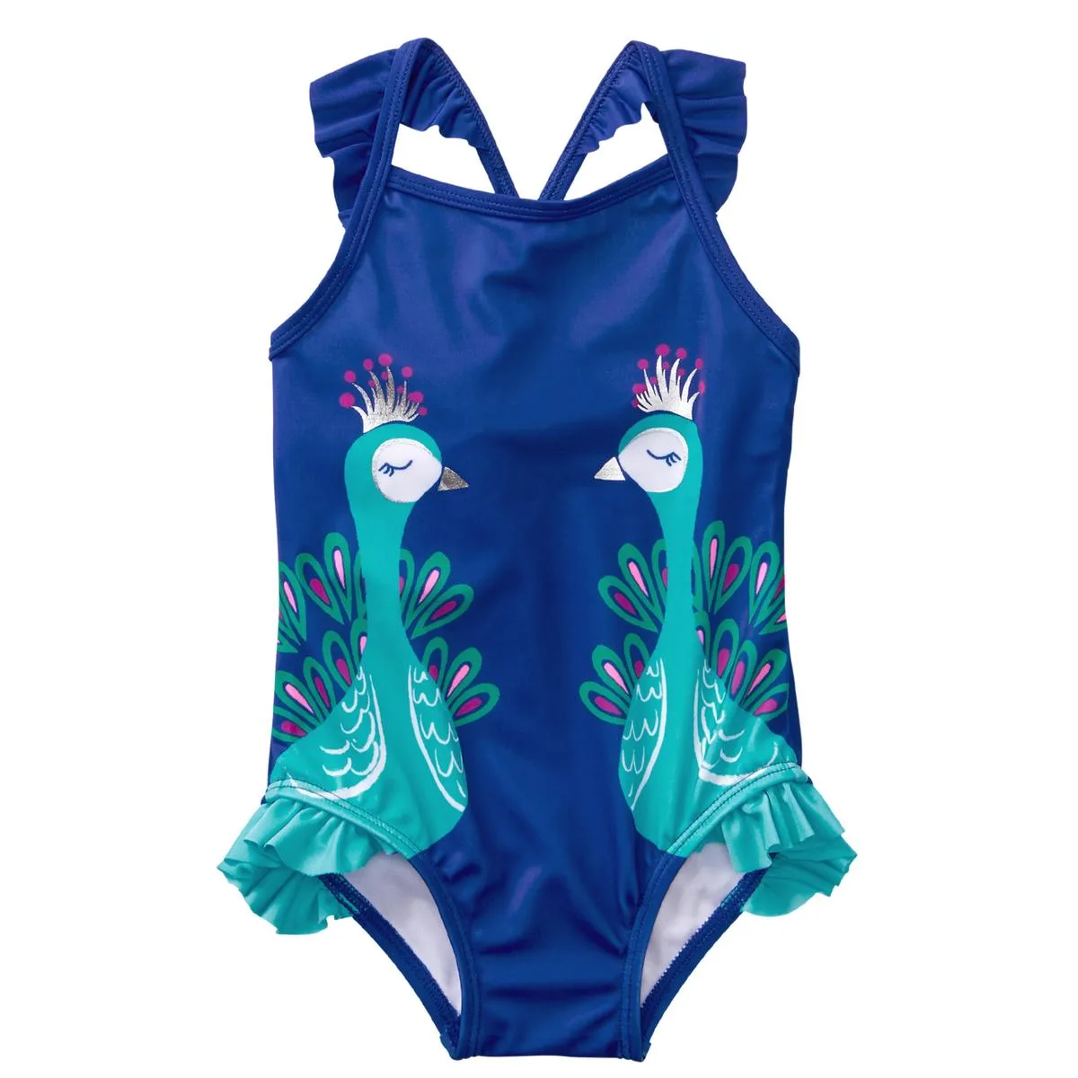 peacock Most Adorable Toddler Girl Swimsuits These are the most adorable toddler girl swimsuits I have seen this season. If you're planning on taking your toddler to the beach then check out these tips for a happy vacation.  There are super cute girl bathing suits to fit any budget.  This post does contain affiliate links, any purchase you make doesn't cost you anything and helps support this site.