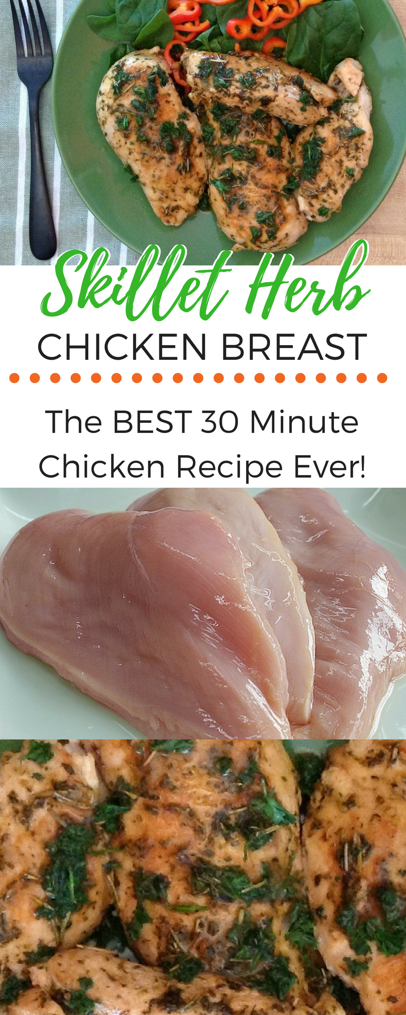 This skillet herb chicken breast recipe is a family-friendly dinner that's ready fast! Make this skillet herb chicken breast recipe and the whole family will be asking for more! Packed full of flavor and ready in less than 30 minutes! #chicken #easyrecipe #30minuterecipe #recipe #chickendinner #dinner #delicious #food #healthyeating #healthyliving