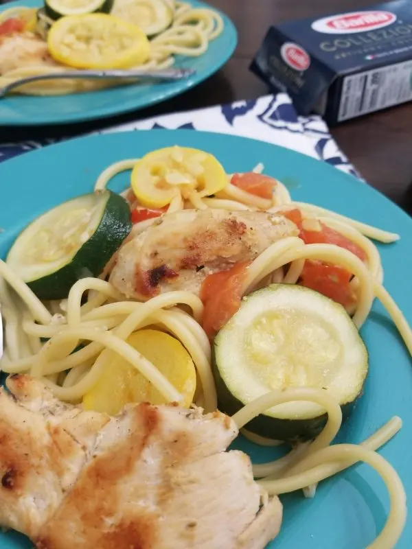 20180903 192514 1 e1536081093113 Bucatini Pasta with Squash and Zucchini Recipe This Pasta with Squash and Zucchini recipe is the perfect fall dish filled with farm fresh flavors!  Make this super easy Pasta with Squash and Zucchini Recipe on busy nights!