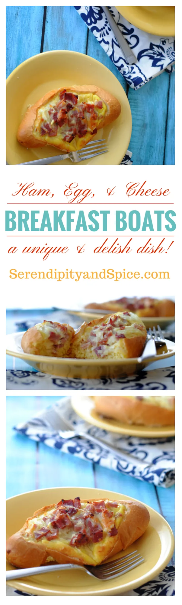 Breakfast Boats Collage AMAZING Ham, Egg, and Cheese Casserole Boats Ham egg and cheese casserole breakfast boats are a unique breakfast idea the whole family will love!  Do you ever just get tired of eating the same stuff for breakfast all the time? These ham, egg, and cheese casserole breakfast boats are a delicious and unique breakfast recipe that's a crowd pleaser!