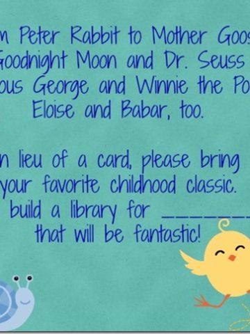 Book in Lieu of Card for Baby Shower