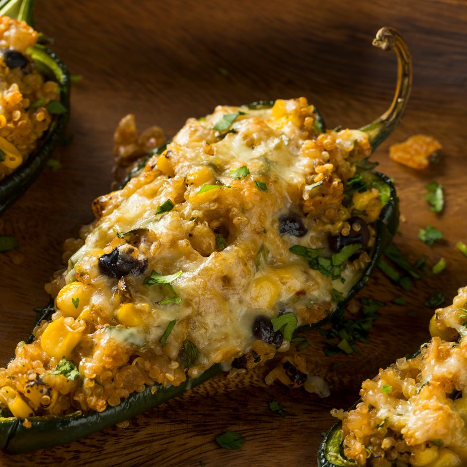 The BEST Vegetarian Stuffed Roasted Poblano Peppers Recipe