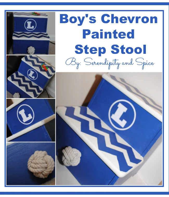 Boy's Chevron Painted Step Stool