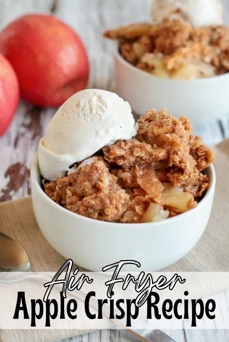 Air Fryer Apple Crisp Air Fryer Apple Crisp Recipe This air fryer apple crisp recipe is a super simple dessert that's so delicious and fun to bake with kids!