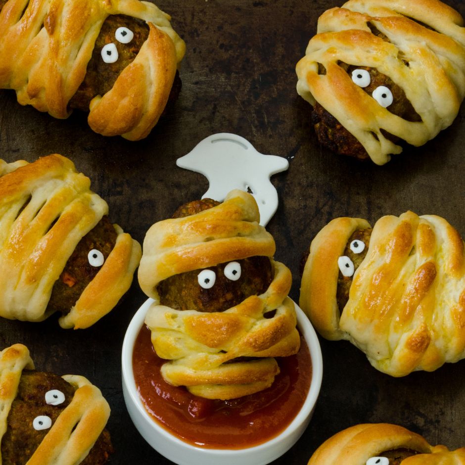 Spooky Mummy Meatloaf Balls Recipe- Halloween Snack for Kids
