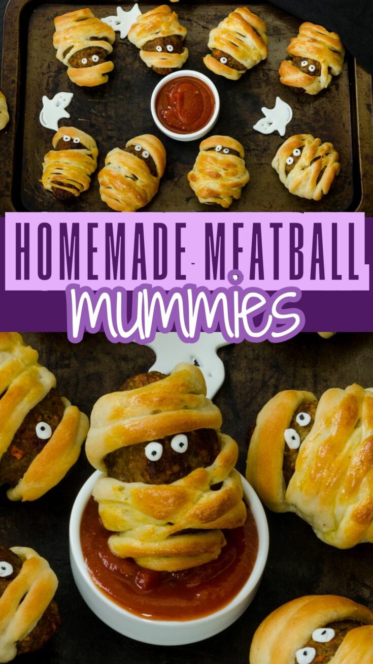 mummy meatballs Spooky Mummy Meatloaf Balls Recipe- Halloween Snack for Kids These individual mummy meatloaf balls make a spooky Halloween dinner the kids will love! They're so easy to make, delicious, and not packed full of sugar like most Halloween treats.