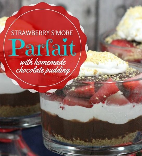 Homemade Chocolate Pudding Strawberry S'mores Parfait