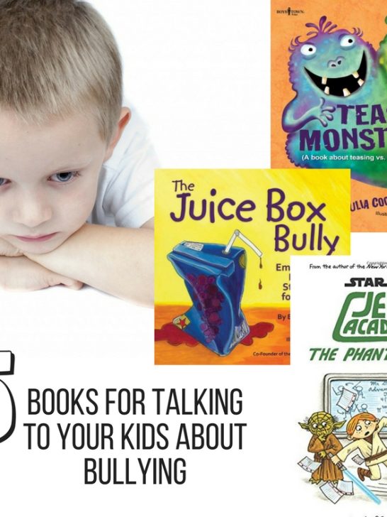 Books About Bullying for Kids-- Help your kids understand bullies with these books about bullying. Plus, 5 resource books to help parents with approaching the subject of bullying
