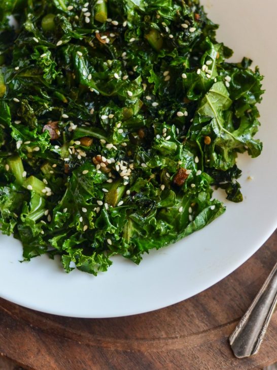 Stir Fried Garlicky Kale with Toasted Sesame Seeds