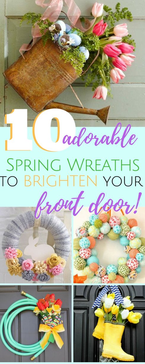 Check out these adorable spring wreaths that will brighten your door! Perfect for Easter decorating.