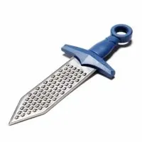 GRATIATOR - CHEESE GRATER by PELEG DESIGN: Stainless Steel Sword-Shaped Grating Utensil with Royal Blue Plastic Handle to Grate Cheese, Herbs, Rinds, or Hard Foods