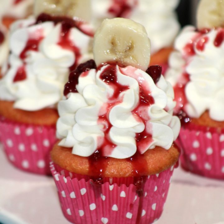 Strawberry Cupcake Recipe with Banana Buttercream Icing