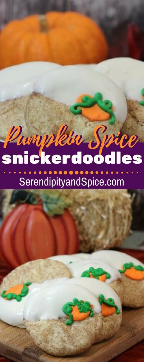 pumpkin spice snickerdoodle cookies Pumpkin Snickerdoodle Cookie Recipe The best cookie recipe for fall is definitely this Pumpkin Snickerdoodle Cookie Recipe!  I love this recipe...especially the Godiva white chocolate that takes these cookies over the top!  You'll definitely want to try this pumpkin snickerdoodle cookie recipe this fall!
