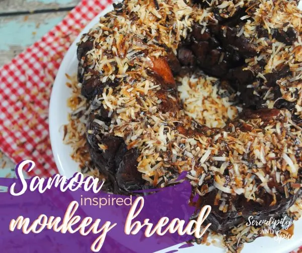 Samoa Monkey Bread Recipe - Chocolate Caramel Coconut Monkey Bread