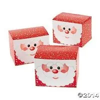 Fun Express 12 Cardboard Santa Gift Boxes/Christmas Treat Boxes Wrap/Party Supplies