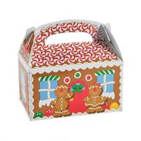 Fun Express Gingerbread House Cardboard Christmas Treat Boxes - 12 Piece Pack