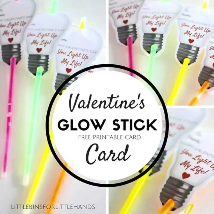 Image for Glow Stick Valentine Candy Free Card for Kids and Free Printable
