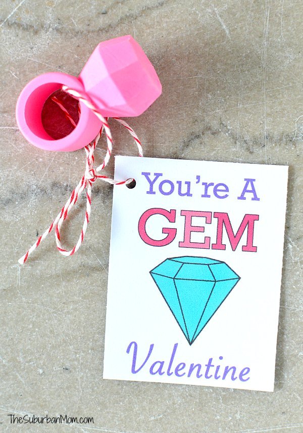 Printable Valentine Youre A Gem Non-Candy Valentine Card Ideas Non-Candy Valentine Card Ideas. Check out these free printable non-candy Valentine card ideas that are sure to melt your heart without adding sugar to your child's diet!