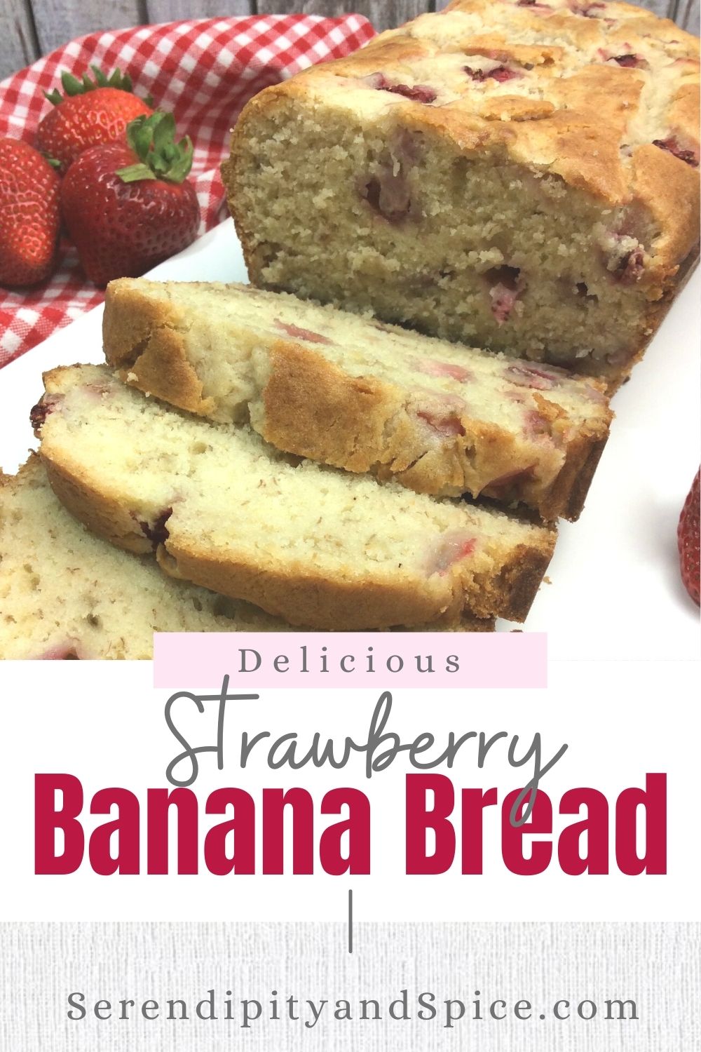 This Strawberry Banana Bread Recipe is a family favorite.  The sweet taste of banana bread with the tart addition of strawberries makes this Strawberry Banana Bread an easy recipe perfect for breakfast or dessert! A perfect recipe to bake with kids....baking with kids...