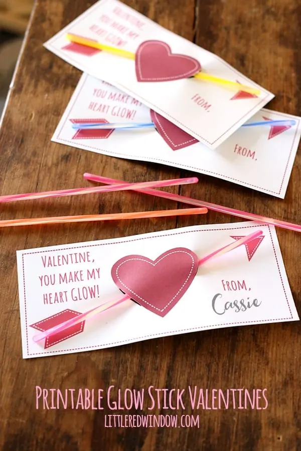 printable glow stick valentines 01 littleredwindow Non-Candy Valentine Card Ideas Non-Candy Valentine Card Ideas. Check out these free printable non-candy Valentine card ideas that are sure to melt your heart without adding sugar to your child's diet!