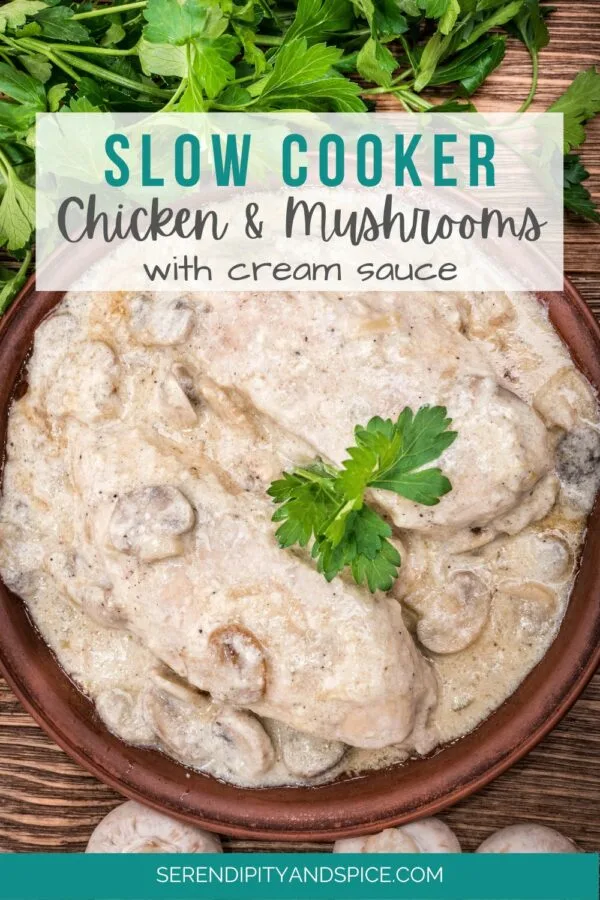 Easy slow cooker chicken and mushrooms recipe with cream sauce