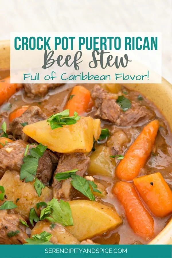 puerto rican beef stew recipe Puerto Rican Beef Stew in Slow Cooker Over the years I've learned a few tips and tricks for making traditional Puerto Rican recipes from my mother in law.  This Puerto Rican Beef Stew Recipe was one of the first recipes she taught me and it is AMAZING!
 
When Hubs and I first got married, I wasn't much of a cook...so the first 5 years of our marriage consisted of me trying out recipes and praying they would be edible.  My mother in law gave me a new Puerto Rican cookbook every time we went to visit...the hint was not lost on me.  I needed to start cooking right so her son and future grandchildren wouldn't starve.
 
I'm proud to say, I've made HUGE strides in the cooking department. So, if you're new to cooking, my best advice to you is to just keep trying...it will get better.
 
Now, this Puerto Rican Beef Stew recipe is a staple in my recipe rotation.  Not only is it delicious, but it's so simple to make!   This simple 4-ingredient slow cooker chicken with stuffing is the perfect dinner recipe. Add in frozen green beans for a one dish meal the whole family will love! These amazing slow cooker chicken breast recipes will have your family begging for more! This slow cooker hamburger hash recipe is a simple meal for busy nights. Using ground beef, onions, potatoes, and carrots...you'll make dinner a breeze with this recipe! This amazing slow cooker roast beef recipe is tender, juicy, and flavorful! It's perfect for an easy dinner any night of the week! Throw boneless pork chops in the crock pot for a simple dinner. This slow cooker honey garlic pork chops recipe is so simple and a family favorite!  
 
 
 
 
 