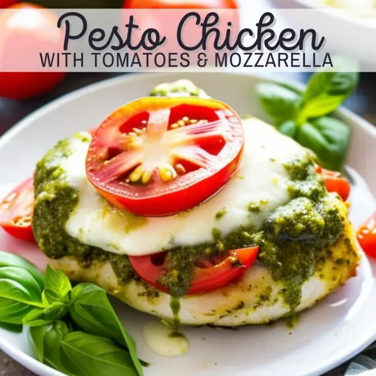 Pesto Chicken with fresh tomatoes and mozzarella cheese