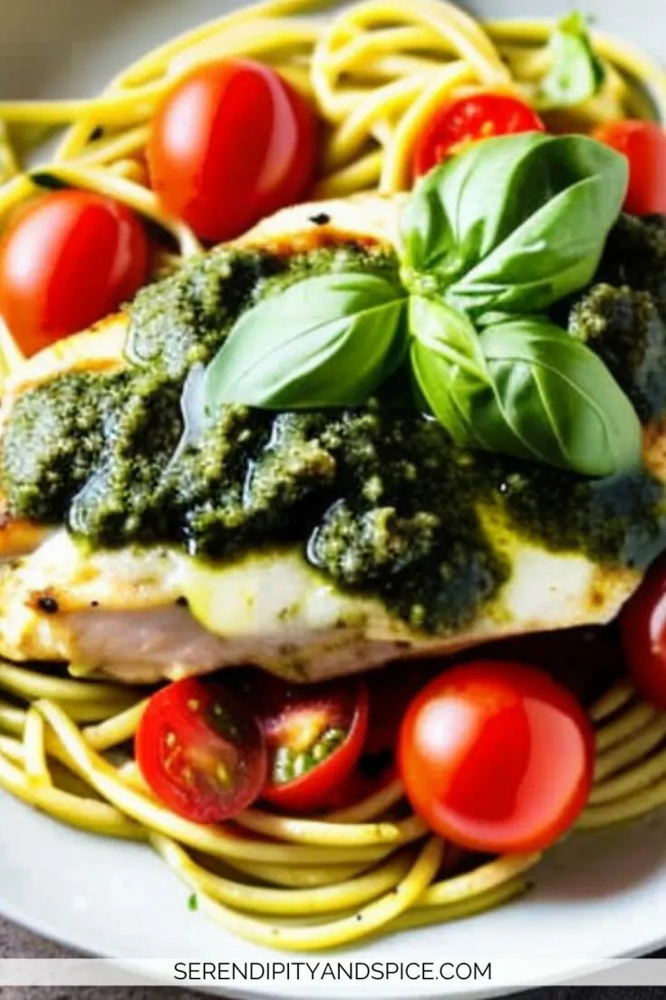 Baked Pesto Chicken Recipe 3 Pesto Chicken Recipe This easy baked pesto chicken recipe is a delicious and easy-to-prepare dish that combines the flavors of tender chicken breast with the bold flavors of pesto sauce, garden tomatoes, and fresh mozzarella.