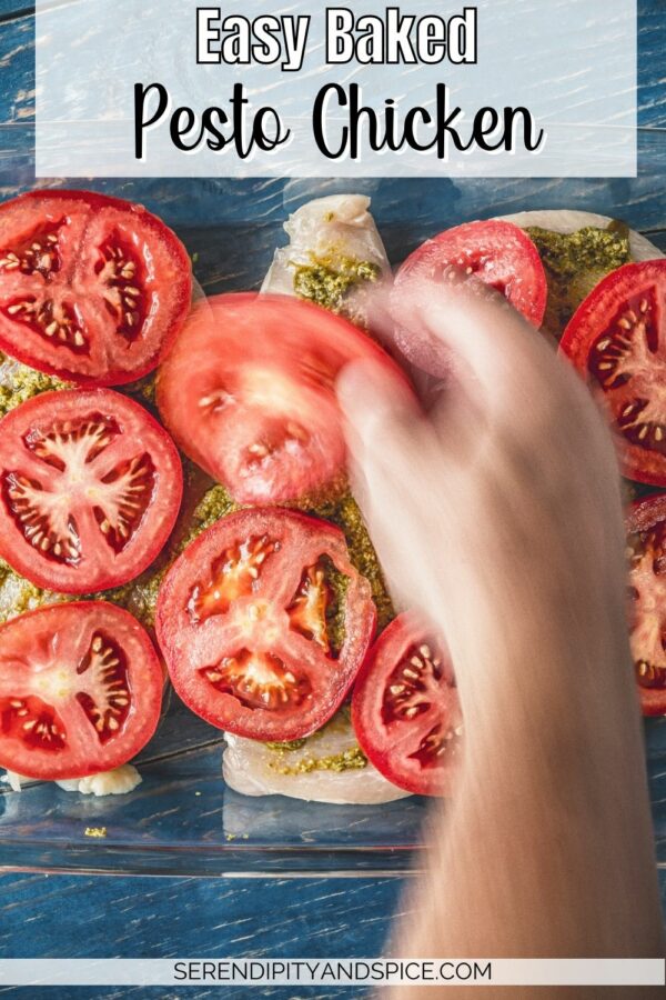 Baked Pesto Chicken Recipe Pesto Chicken Recipe This easy baked pesto chicken recipe is a delicious and easy-to-prepare dish that combines the flavors of tender chicken breast with the bold flavors of pesto sauce, garden tomatoes, and fresh mozzarella.