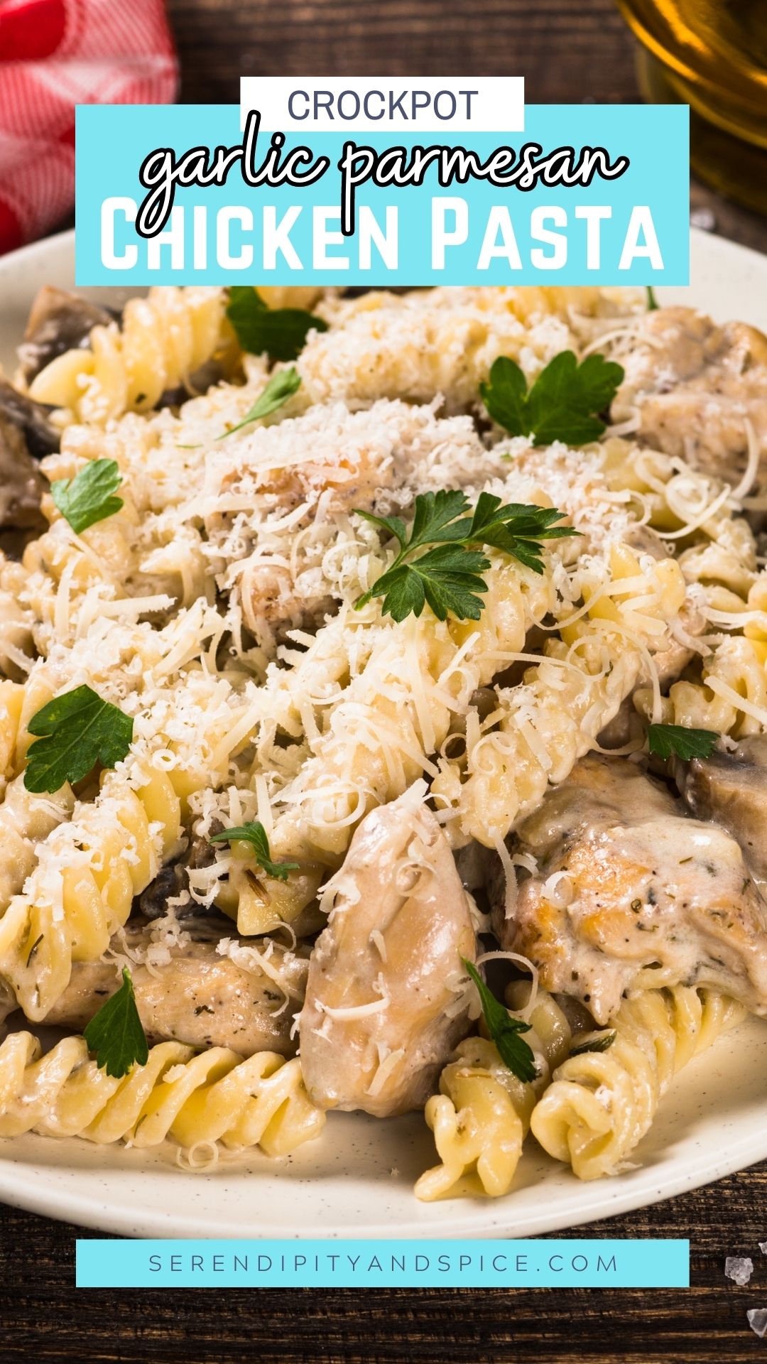 Crockpot Garlic Parmesan Chicken Pasta Recipe