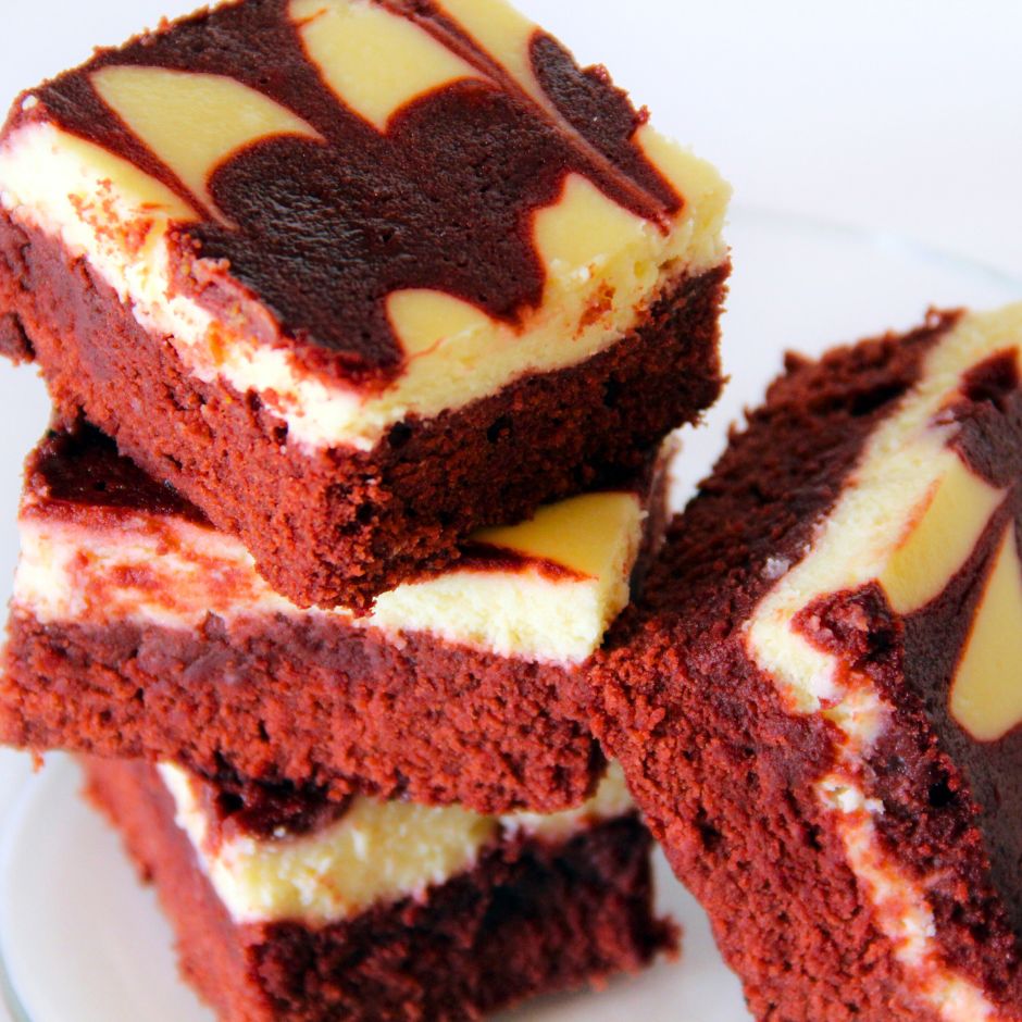 Decadent Red Velvet Brownies with Cake Mix