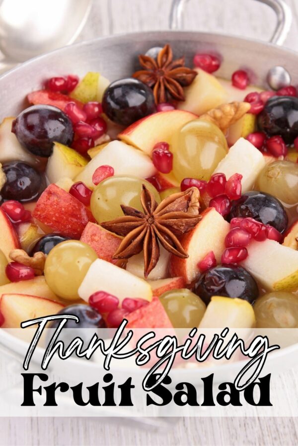 Thanksgiving Fruit Salad in a bowl.