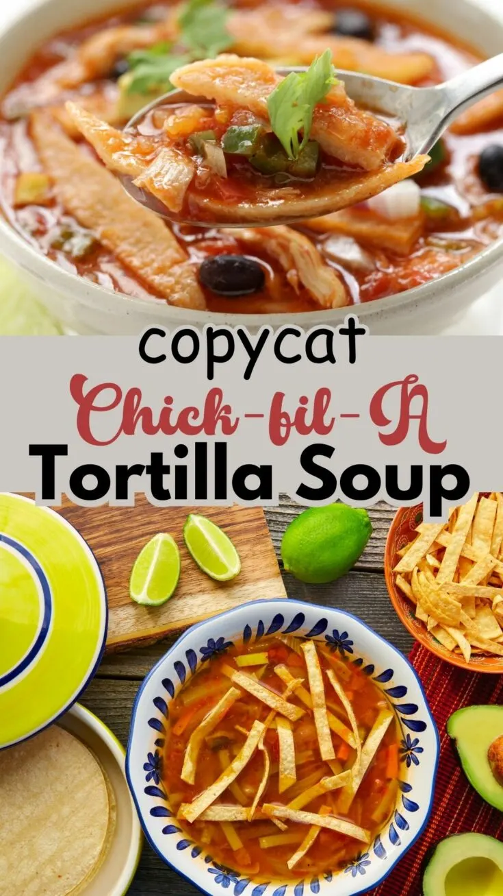 copycat Chick fil A tortilla soup recipe 1 Copycat Chick-fil-A Tortilla Soup Recipe Spice up your dinner routine with our Copycat Chick-fil-A Tortilla Soup, now featuring black beans, navy beans, and sweet corn! This savory and comforting soup is bursting with flavor and is perfect for family dinners. Top it off with tortilla chips, cheddar cheese, and a dollop of sour cream for a delightful twist on a classic favorite.