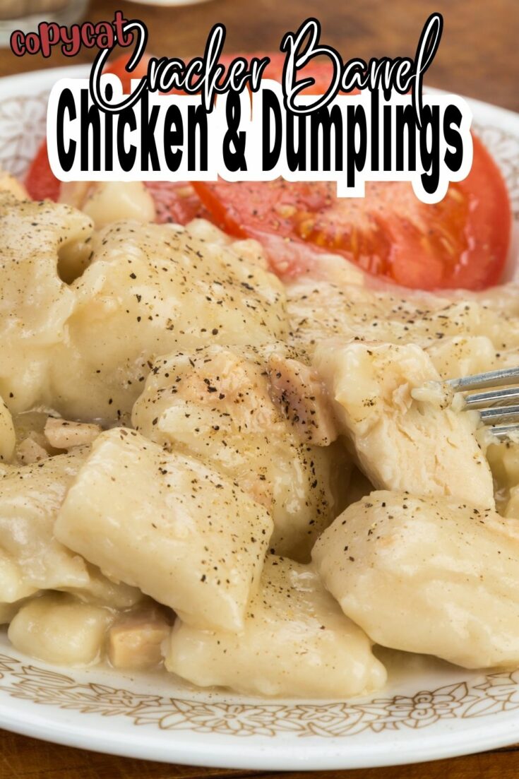 cracker barrel chicken and dumplings Copycat Cracker Barrel Recipe Chicken and Dumplings Cracker Barrel's Chicken and Dumplings is a timeless classic, and now you can savor the same delicious flavors at home with this copycat recipe. This copycat Cracker Barrel Chicken and Dumplings recipe is comfort food at it's best!
