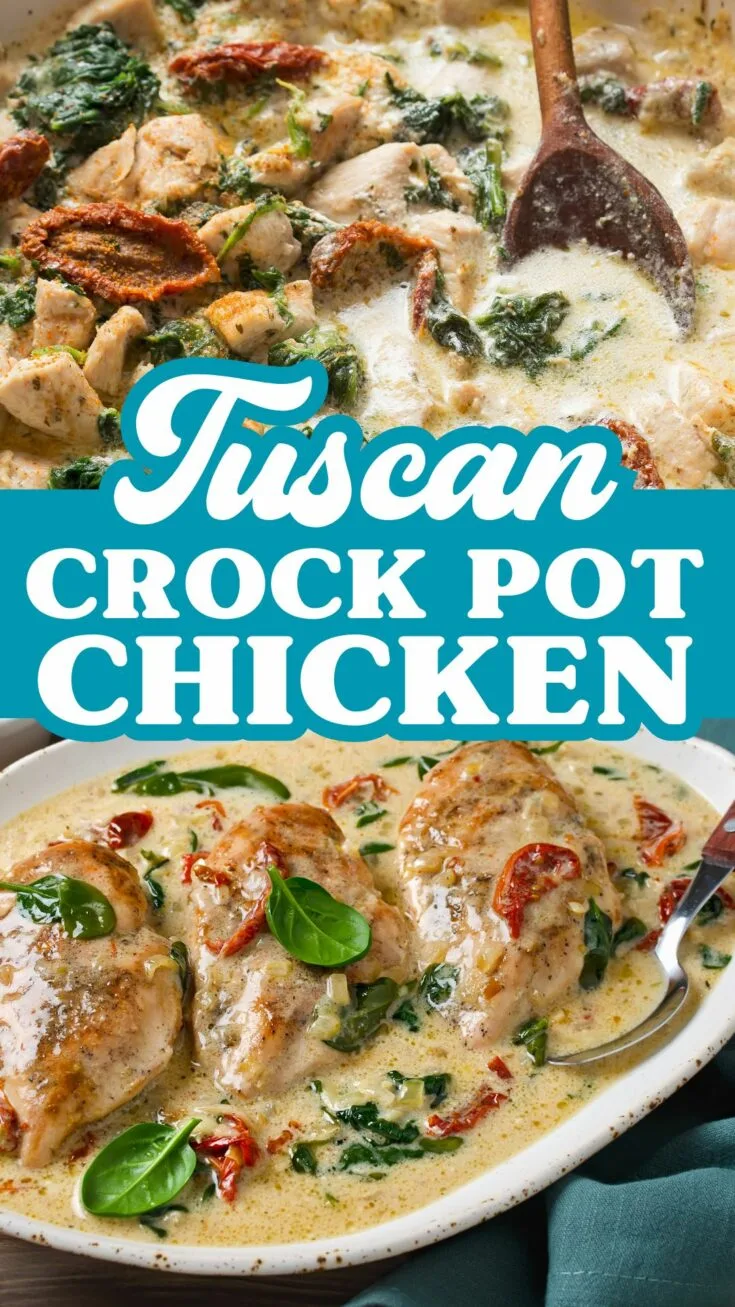 Tuscan Crock Pot Chicken Recipe Tuscan Chicken Crock Pot Recipe Make this decadent Tuscan Chicken Crock Pot Recipe and the family will be begging for more!