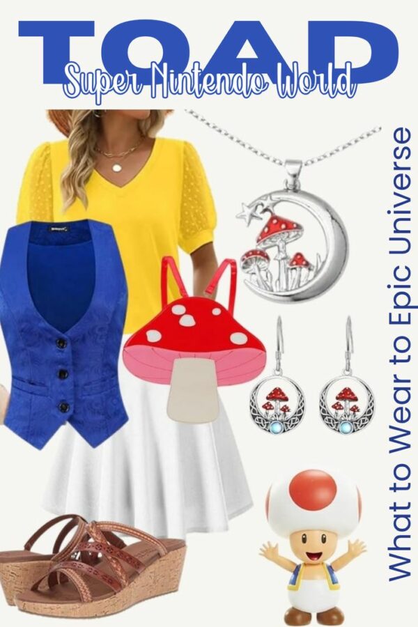 Epic Bounding as Toad from Super Nintendo World at Epic Universe Orlando What to Wear to Epic Universe: Tips + Character-Inspired Outfits Planning your trip to Universal's Epic Universe? You’re going to want outfits that are cute, comfy, and perfect for photos in every themed land. Whether you're all about comfort, making a fashion statement, or showing off your favorite fandoms, here's your go-to guide for what to wear to Epic Universe... including "Epic Bounding" outfit ideas inspired by characters from each land.