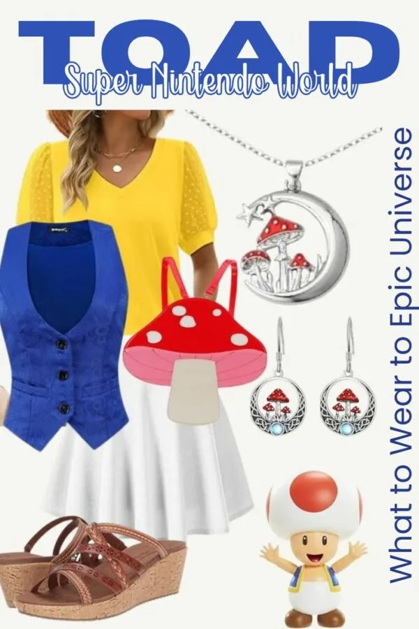 Epic Bounding as Toad from Super Nintendo World at Epic Universe Orlando What to Wear to Epic Universe: Tips + Character-Inspired Outfits Planning your trip to Universal's Epic Universe? You’re going to want outfits that are cute, comfy, and perfect for photos in every themed land. Whether you're all about comfort, making a fashion statement, or showing off your favorite fandoms, here's your go-to guide for what to wear to Epic Universe... including "Epic Bounding" outfit ideas inspired by characters from each land.